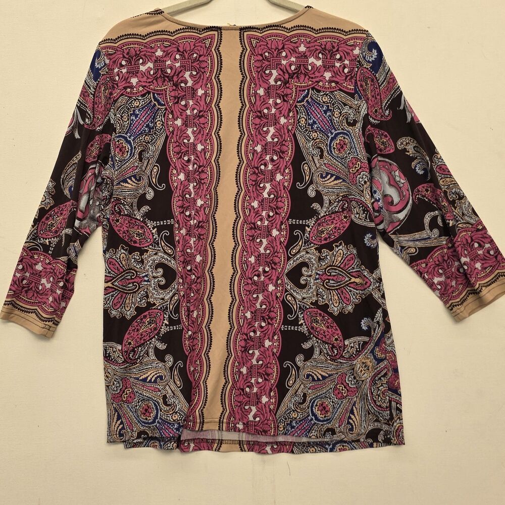 bob mackie wearable art Paisley Print Women's Size Large Crew Neck - Picture 2 of 10